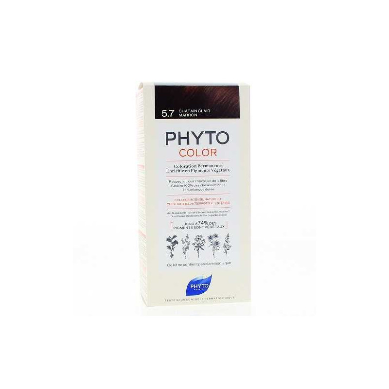 PHYTO PHYTOCOLOR COULEUR SOIN 5.7 CHATAIN CLAIR MARRON, 1 KIT