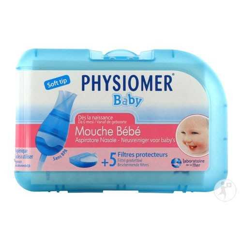 PHYSIOMER MOUCHE BEBE AVEC EMBOUT ET 5 FILTRES JETABLES