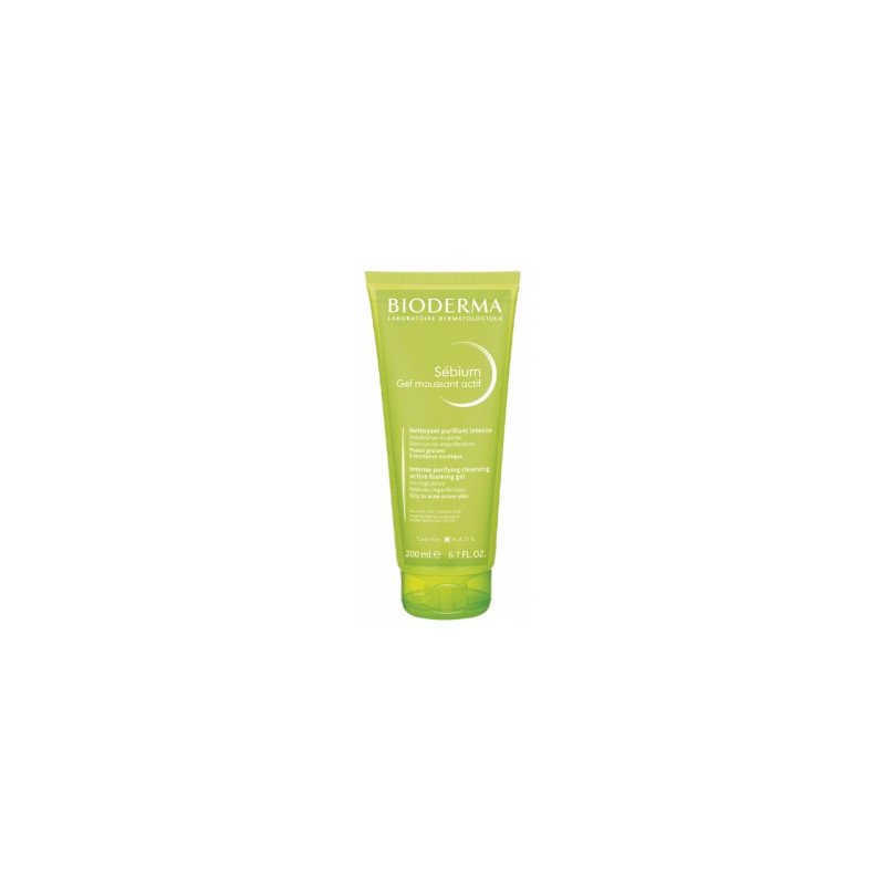 BIODERMA SEBIUM GEL MOUSSANT ACTIF ,200ML (Peaux grasses a Tendance Acneique)